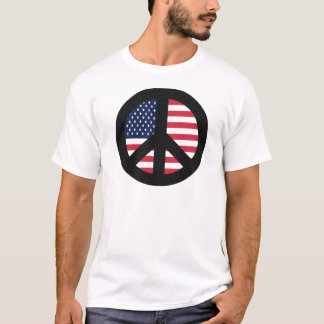 Friedenszeichen mit amerikanischer Flagge T-Shirt