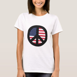 Friedenszeichen mit amerikanischer Flagge T-Shirt