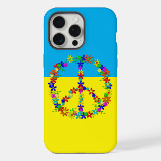 Friedenszeichen mit Blume, ukrainische Flagge iPhone 15 Pro Max Hülle