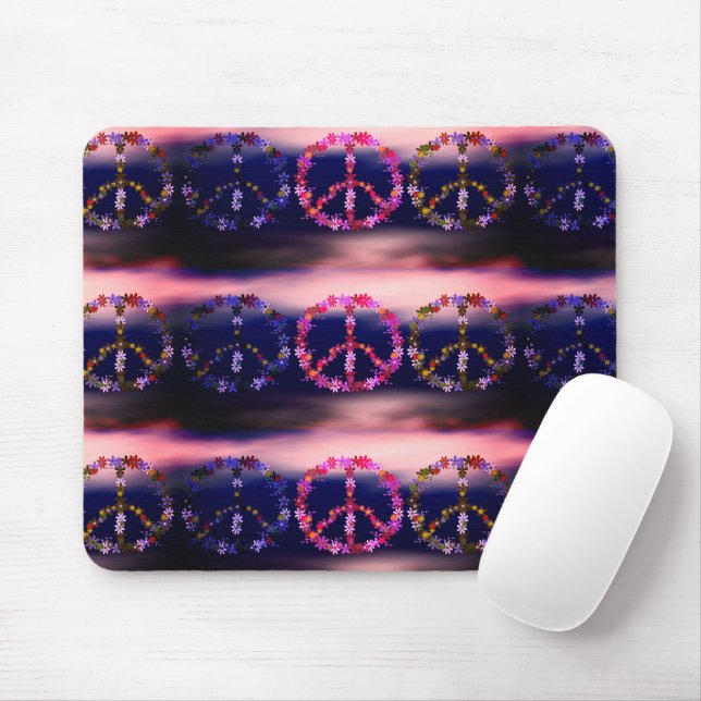 Friedenszeichen mit bunten Blume Mousepad (Mit Mouse)