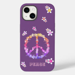 Friedenszeichen mit bunten Blume, Personalisiert Case-Mate iPhone 14 Hülle