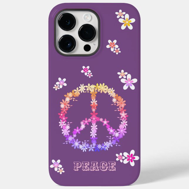 Friedenszeichen mit bunten Blume, Personalisiert Case-Mate iPhone Hülle (Rückseite)
