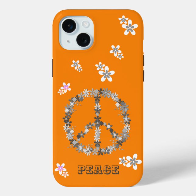 Friedenszeichen mit bunten Blume, Personalisiert Case-Mate iPhone Hülle (Rückseite)