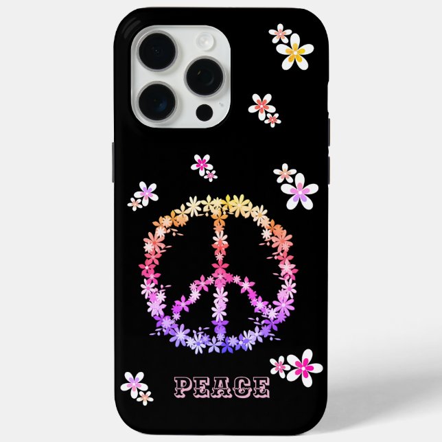 Friedenszeichen mit bunten Blume, Personalisiert Case-Mate iPhone Hülle (Rückseite)