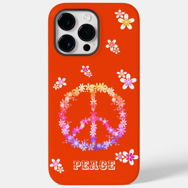 Friedenszeichen mit bunten Blume, Personalisierte  Case-Mate iPhone Hülle (Rückseite)