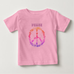 Friedenszeichen mit bunten Blumen, Baby T-shirt