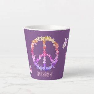 Friedenszeichen mit bunten Blumen, Milchtasse