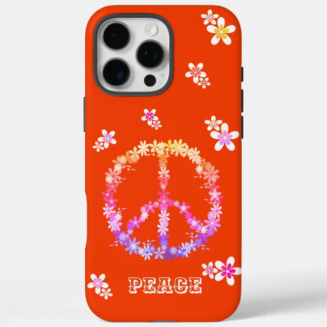Friedenszeichen mit farbenfrohen Blumen, Personali Case-Mate iPhone Hülle (Rückseite)