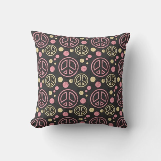Friedenszeichen mit Polka Dots Pillow Kissen (Vorderseite)