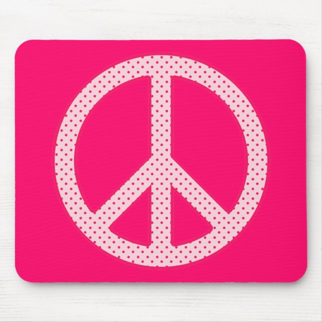 Friedenszeichen mit rosa Tupfenmuster Mousepad (Vorne)