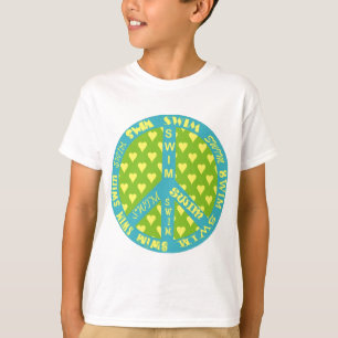 Friedenszeichen mit Schwimmen im Rahmen T-Shirt