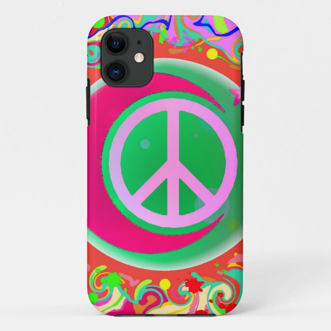 Friedenszeichen, Mond, Sterne und alles Case-Mate iPhone Hülle (Rückseite)