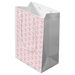 Friedenszeichen Orange Groovy Retro Spaß Mittlere Geschenktüte