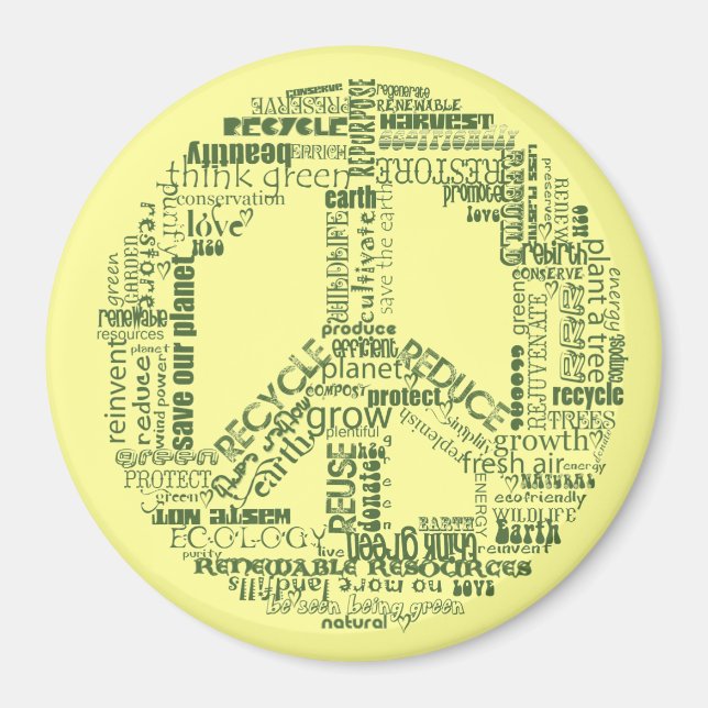 Friedenszeichen recycle grün magnet (Vorne)