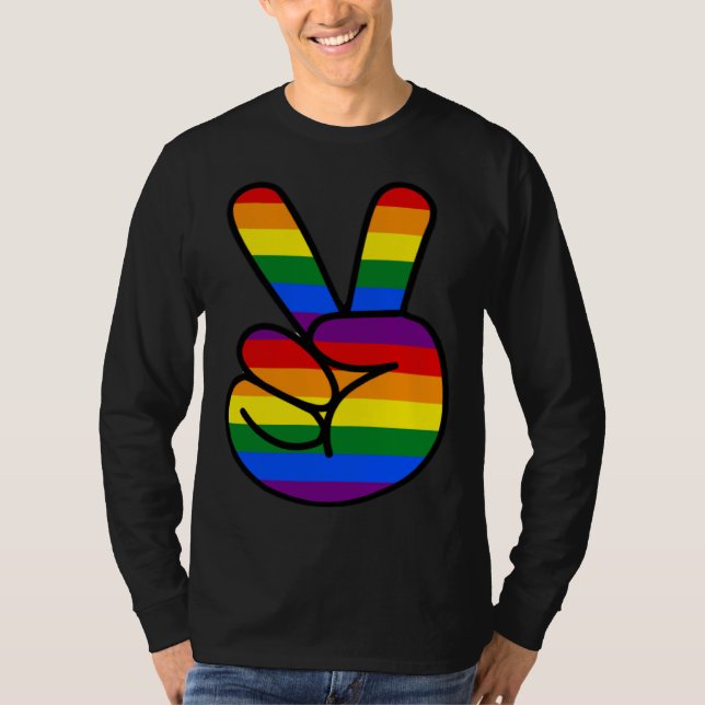 Friedenszeichen Regenbogen Hippie Liebe T-Shirt (Vorderseite)