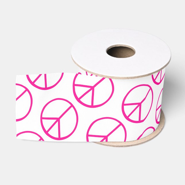 Friedenszeichen Rosa Groovy Farbige Fun Ripsband (Spule)