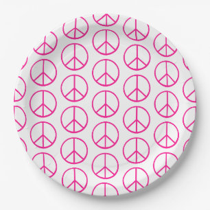 Friedenszeichen Rosa Modern Retro Groovy Pappteller