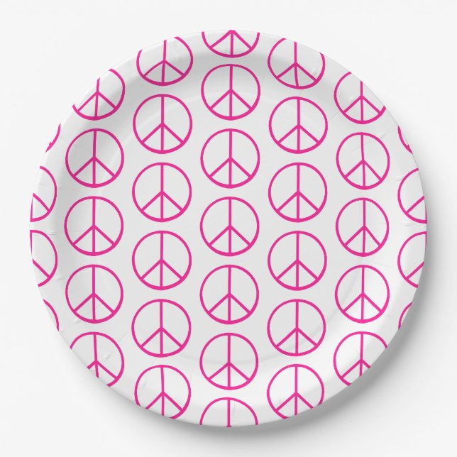 Friedenszeichen Rosa Modern Retro Groovy Pappteller (Vorderseite)