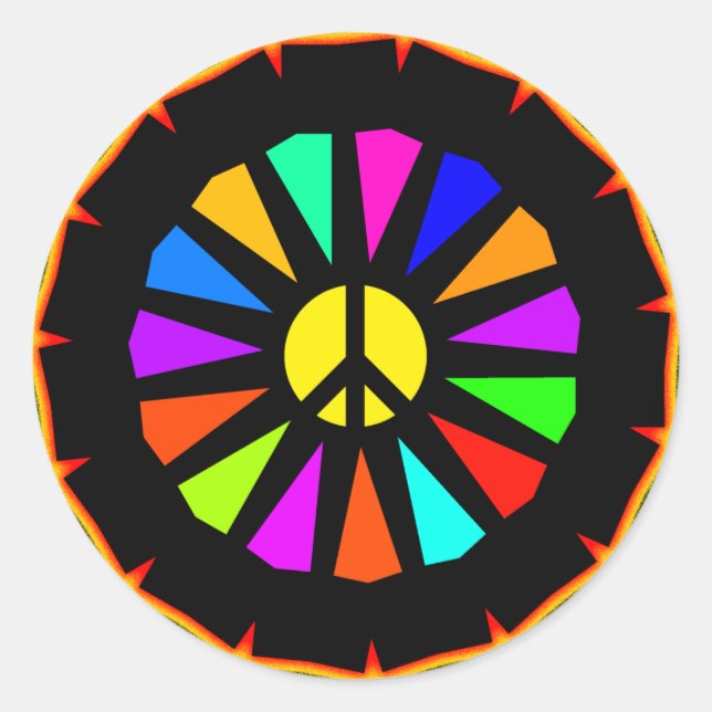 FRIEDENSZEICHEN RUNDER AUFKLEBER (Vorderseite)