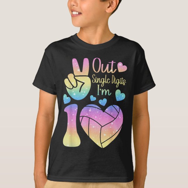 Friedenszeichen Single-Digits 10 Volleyball 10. T-Shirt (Vorderseite)