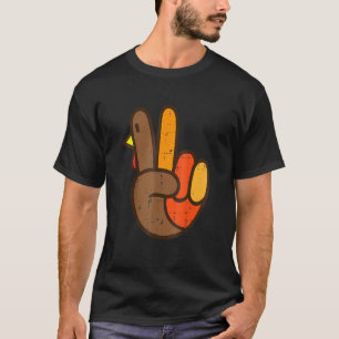 Friedenszeichen Truthahn Hand Cool Thanksgiving Hi T-Shirt