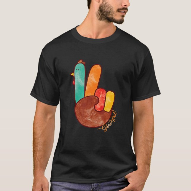 Friedenszeichen Türkei Hand Coolen Erntedank Dankb T-Shirt (Vorderseite)