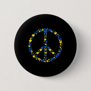 Friedenszeichen Ukraine Blaue und gelbe Herzen unt Button