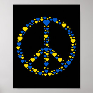 Friedenszeichen Ukraine Blaue und gelbe Herzen unt Poster