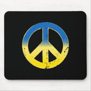 Friedenszeichen Ukraine Farben Retro Vintage Look Mousepad