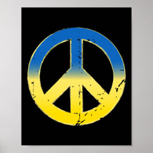 Friedenszeichen Ukraine Farben Retro Vintage Look Poster