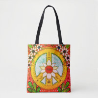 Friedenszeichen und Daisy Hippie Bohemische Liebe