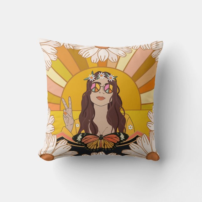 Friedenszeichen und Schmetterling Kissen (Vorderseite)