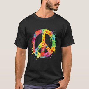 Friedenszeichen Welt Liebe Blumen Hippie Groovy Vi T-Shirt
