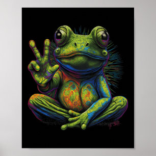 Friedenszeichen Yoga Frösche Cool Peace Frog Tie D Poster