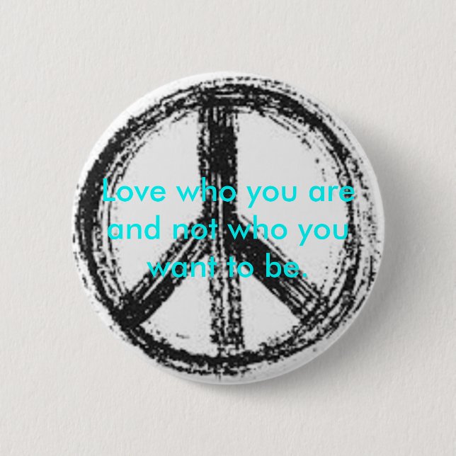 Friedenszeichenknopf mit niedlichem Zitat Button (Vorderseite)