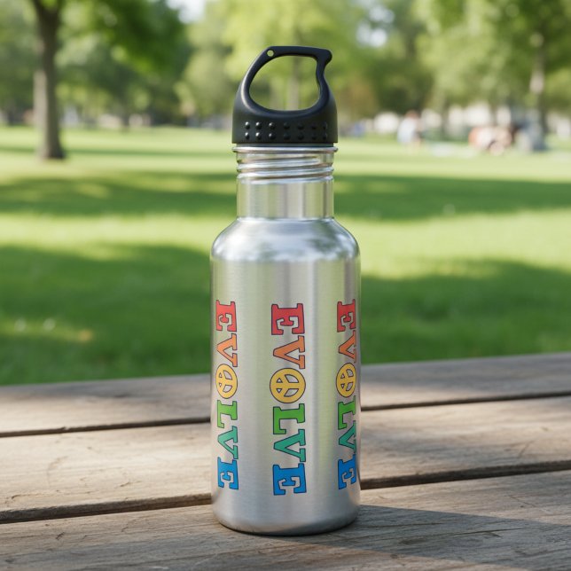 Friedenzeichen entwickeln edelstahlflasche (Evolve peace sign watter bottle.)