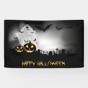 Friedhof, Geist, Pumpkins, Fledermäuse Halloween Banner