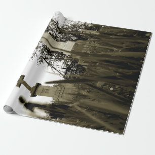 Friedhof Gothic Grabsteine Sepia Vintage Engel Geschenkpapier