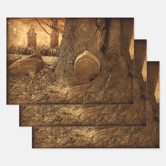 Friedhof Gothic Grabsteine Western Texture Geschenkpapier Set (Set)
