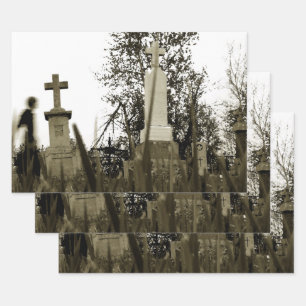 Friedhof Gothic Grabsteins Sepia Vintag Angel Geschenkpapier Set