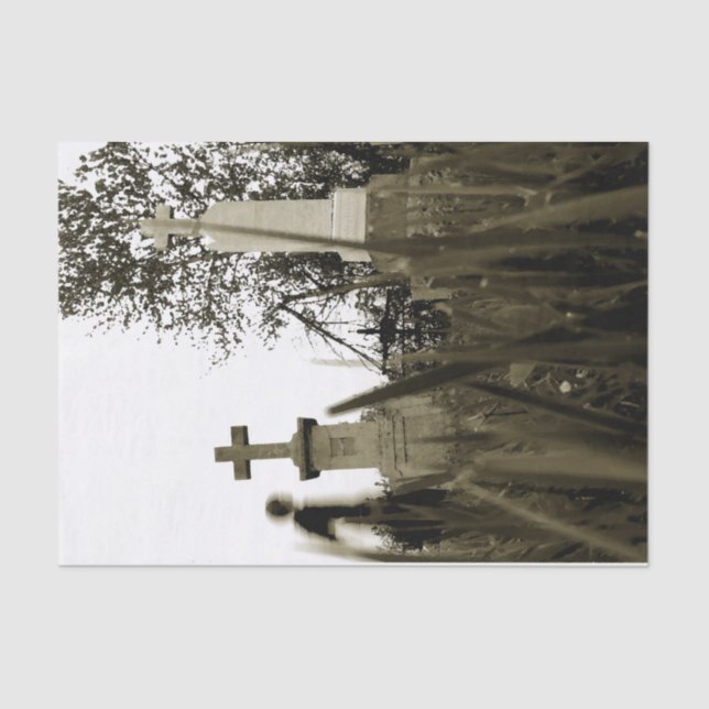 Friedhof Gothic Grabsteins Sepia Vintag Angel Seidenpapier (Vorderseite)