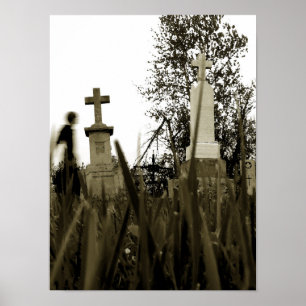 Friedhof Gothic Grabsteins Sepia Vintag Angel Wra Poster