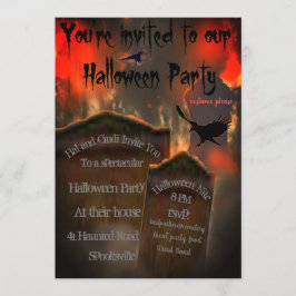 Friedhof Grabstein Blackbird Vulture Misty Spooky Einladung