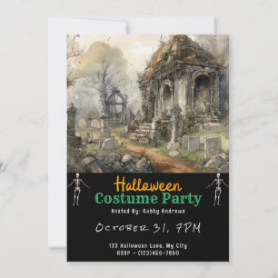 Friedhof Graves Schwarzes Halloween Einladung