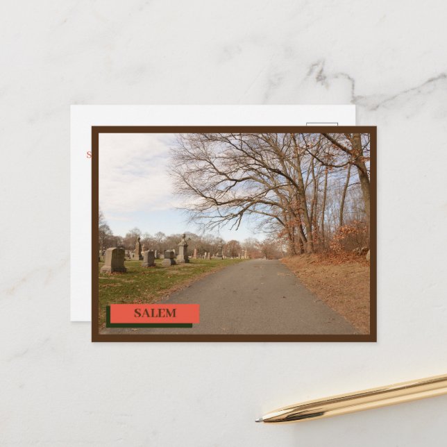 Friedhof Graveyard Salem Massachusetts Postkarte (Vorderseite/Rückseite Beispiel)