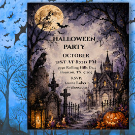 Friedhof Halloween-Party bei Mondlicht Einladung