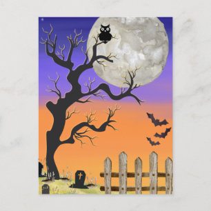 Friedhof Halloween Postkarte