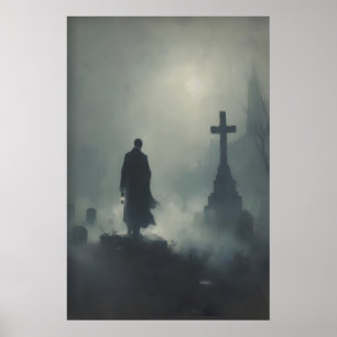 Friedhof im gotischen Stil Druckbare Kunst Dunkle  Poster