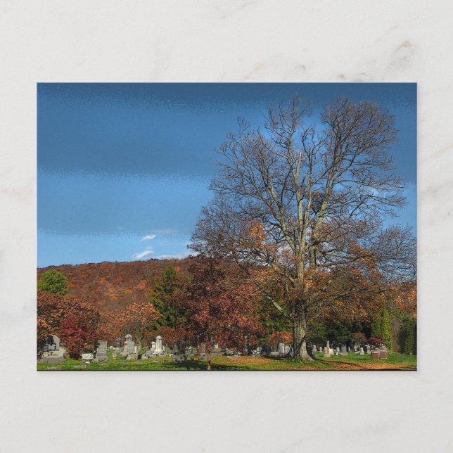 Friedhof im Herbst Postkarte (Vorderseite)
