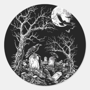 Friedhof Nevermore Runder Aufkleber